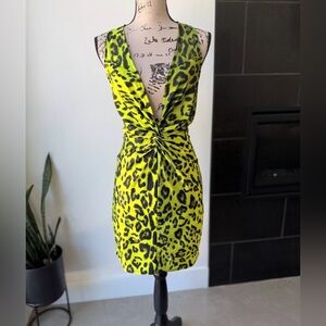 Leopard Print neon green Dress